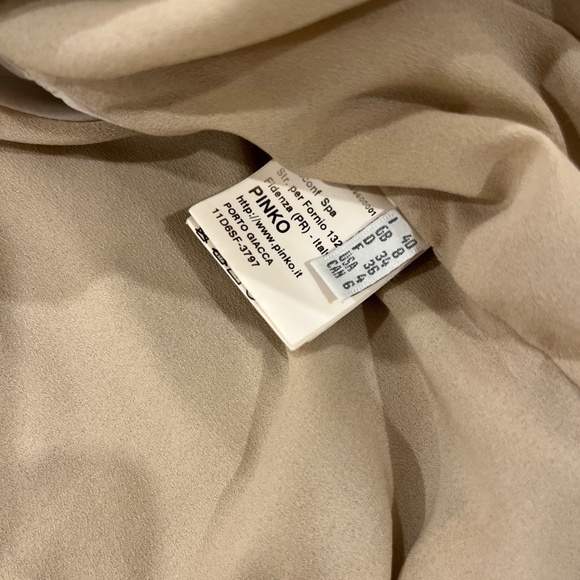 🇮🇹 US4 (IT40) PINKO ITALY 16” PtP Taupe jacket cover up TAFFETA - Picture 8 of 10